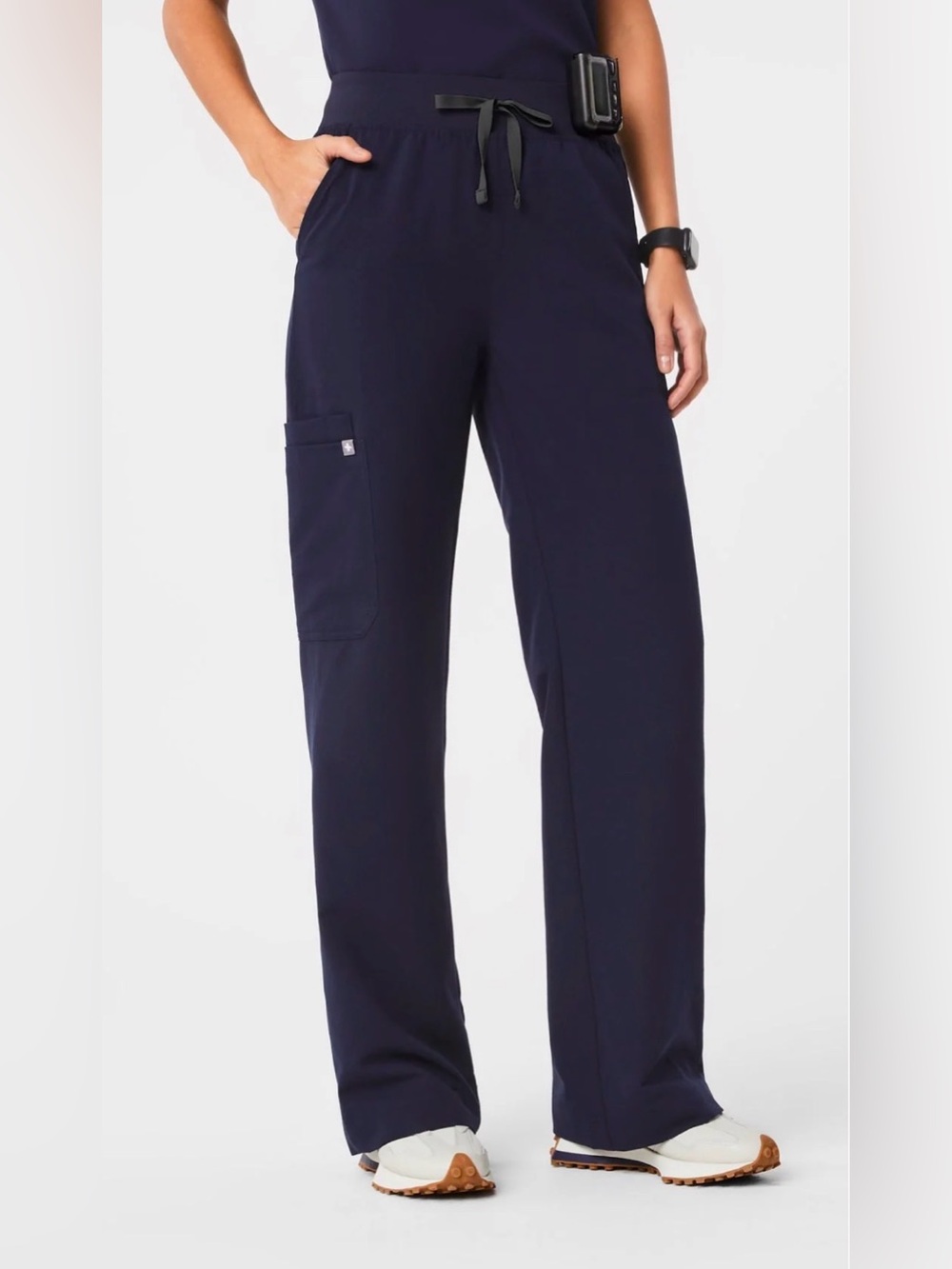 Figs Navy Isabel High-Rise Wide-Leg Scrub Pants
